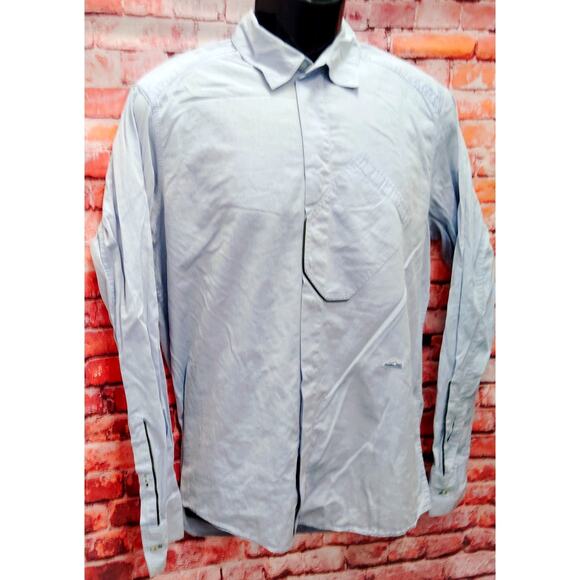 Tretorn Shirt Mens Large Blue Long Sleeve Regular Fit Patch Pocket Button Down - Picture 5 of 7